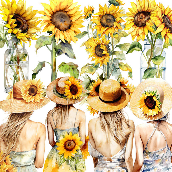 12PCS Sunflower Girl shadow sticker