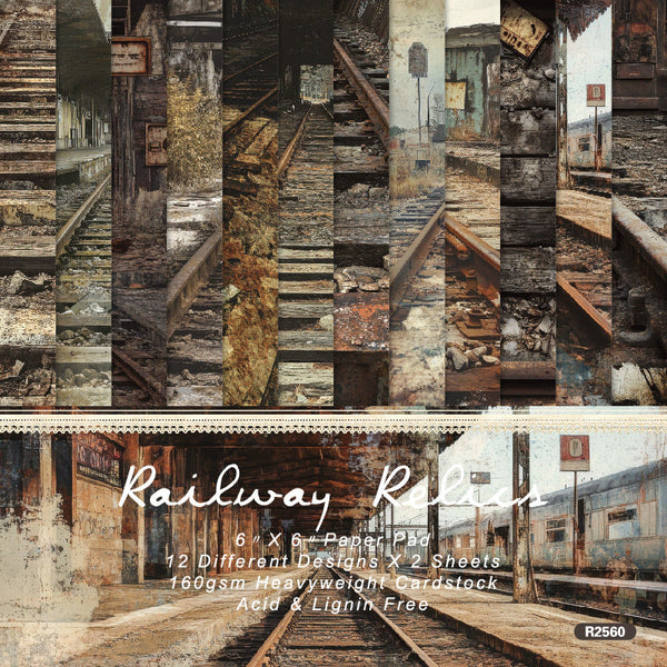 24PCS Railway Relics material paper