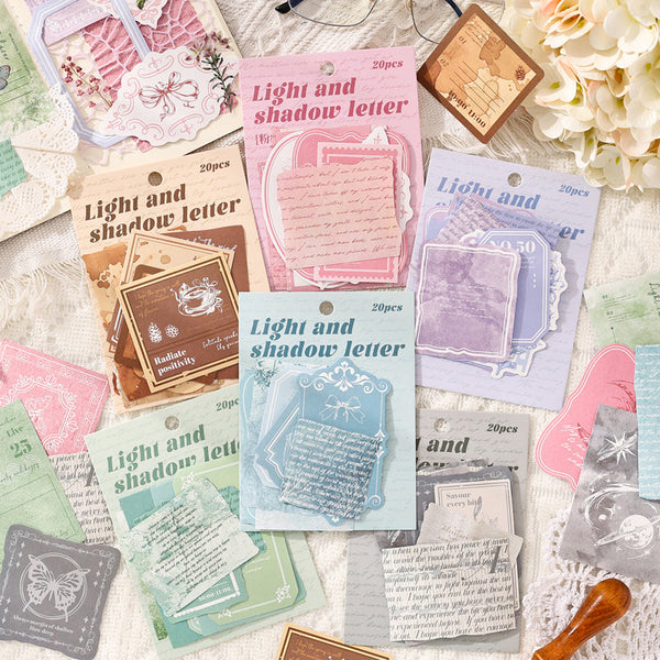 20PCS Light Shadow Stationery Series sticker