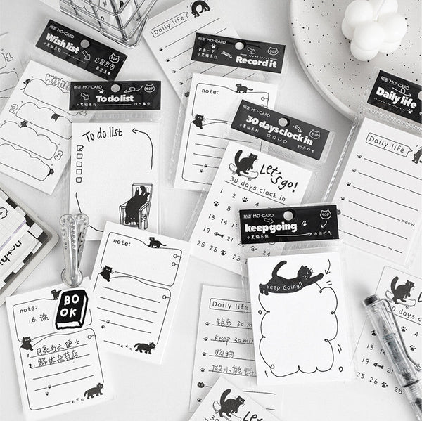 50PCS The Little Black Cat series note paper