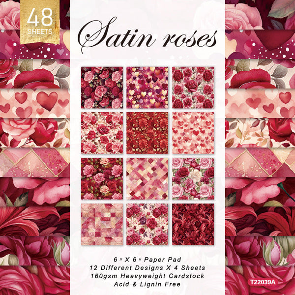48PCS Satin roses background paper