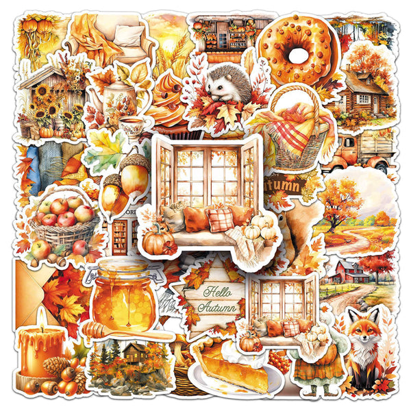 50PCS Golden Autumn Sticker