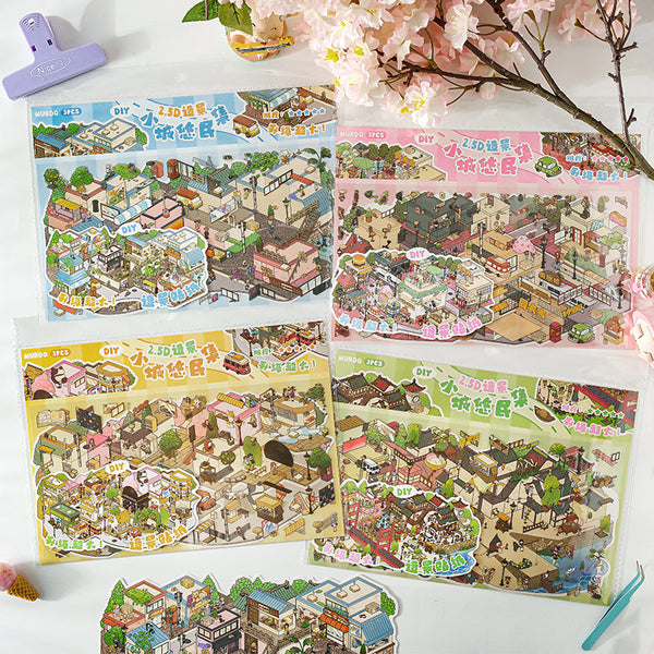 The small town Market series 3D Sticker