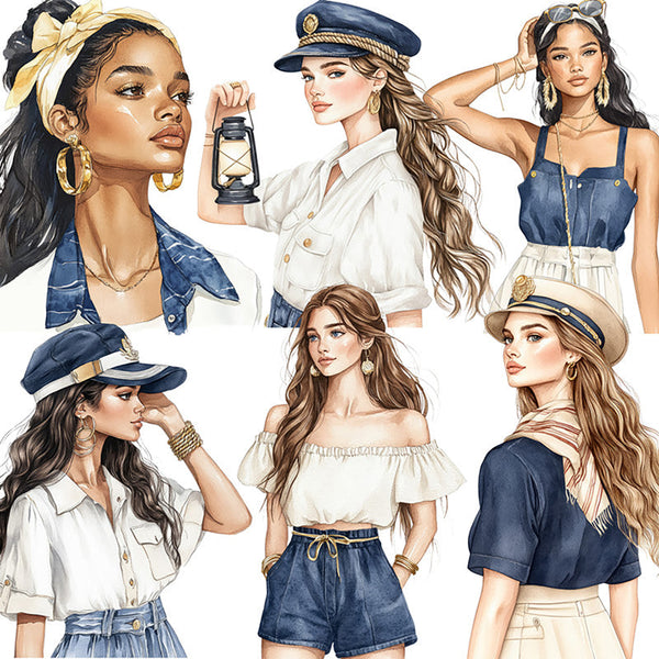 20PCS Naval style girl sticker