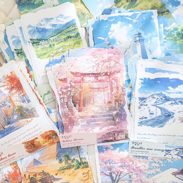30PCS Wind Tour series material paper