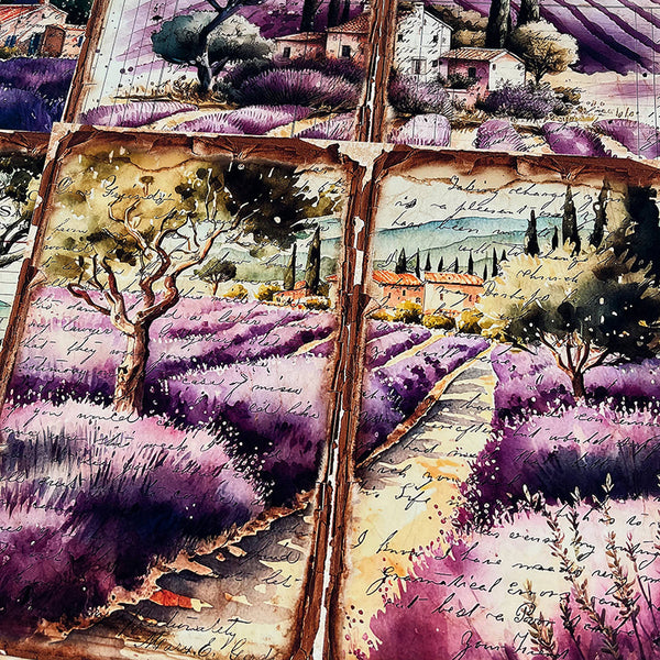 4 x Lavendel-Hintergrundpapier.