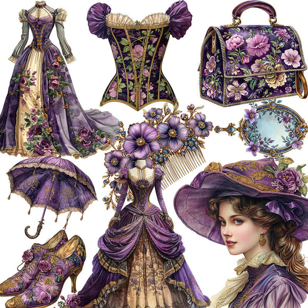 12PCS Purple Victorian sticker