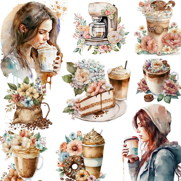 12PCS Coffee girl Sticker