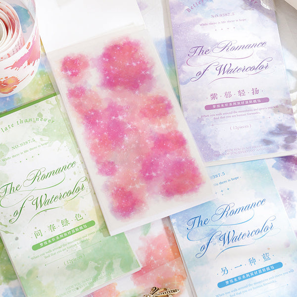 12PCS Dreamscape watercolor series sticker book