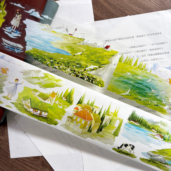 7cm*104cm Spring and summer scenery Die Cutting Washi/PET Tape