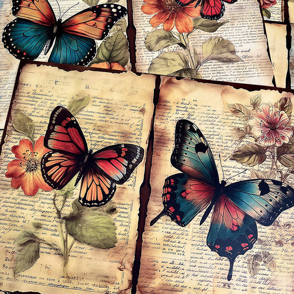 8PCS Garden butterfly background paper