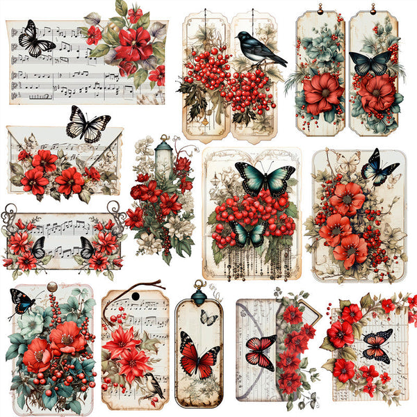 15 pegatinas vintage con forma de nota roja