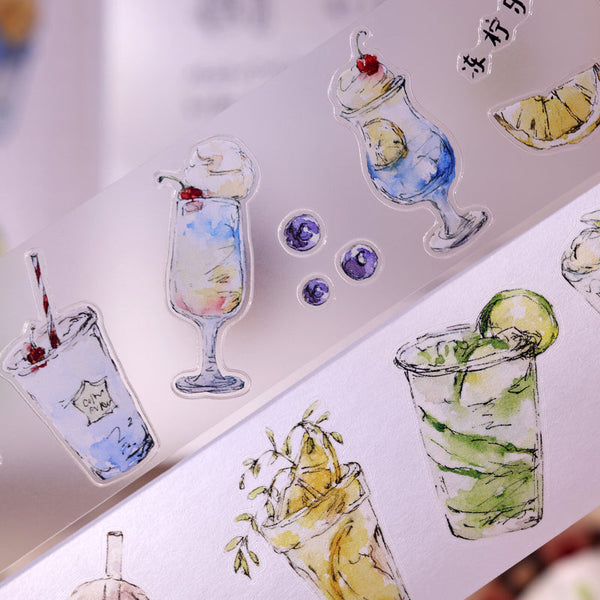 Whole Roll 4cm*6m Cool summer Die Cutting Washi/Flash PET/Fog PET Tape