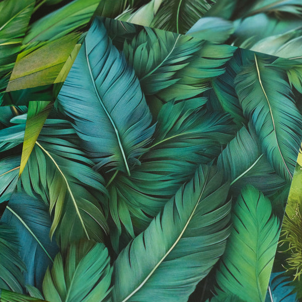 10PCS Green feather background paper