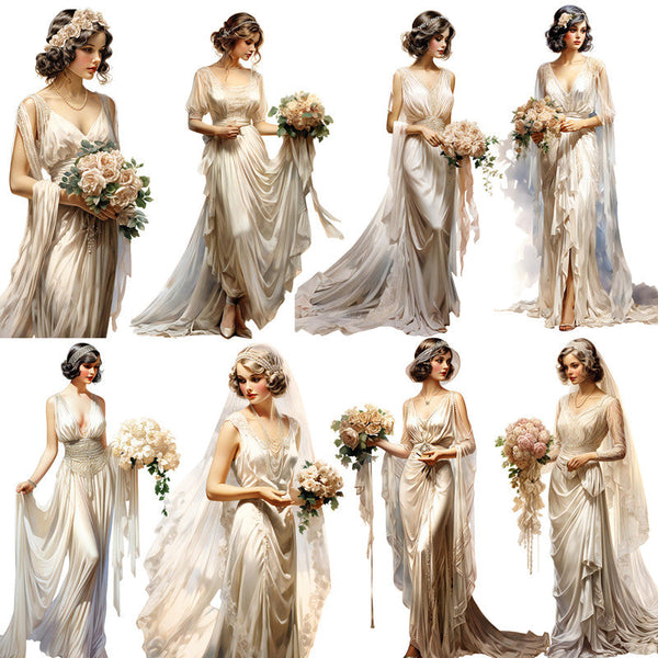 12PCS European vintage Wedding dress sticker