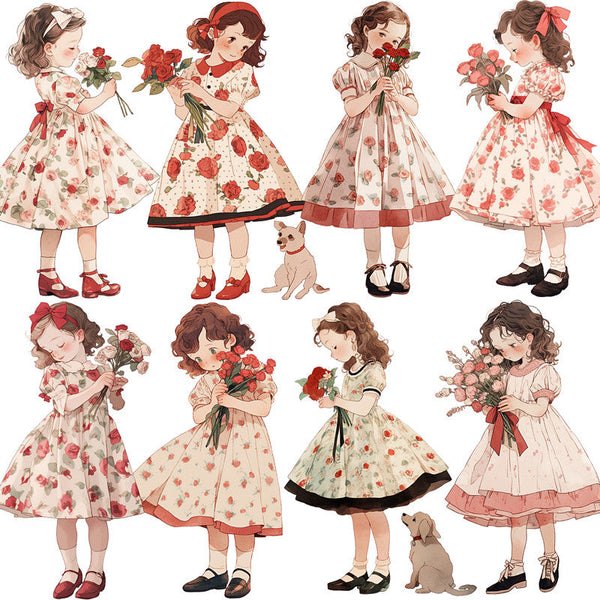 16PCS The girl in the flower dress sticker