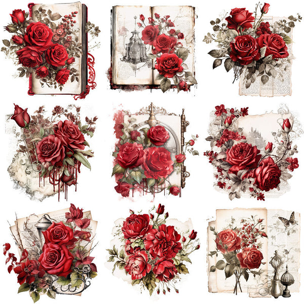 12 piezas de pegatinas vintage con letras rosas