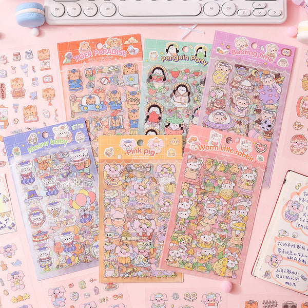 6PCS Cute Beast Daily Series sticker