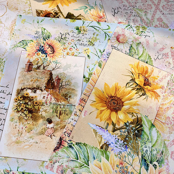 6PCS Fresh sunflower background paper