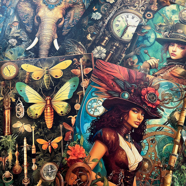 28 piezas de papel de fondo de selva tropical steampunk