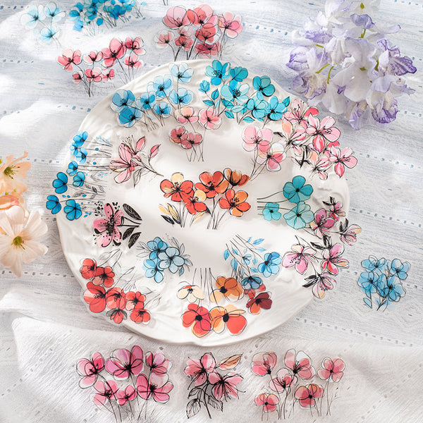 15PCS Draw flowers and traces Series sticker