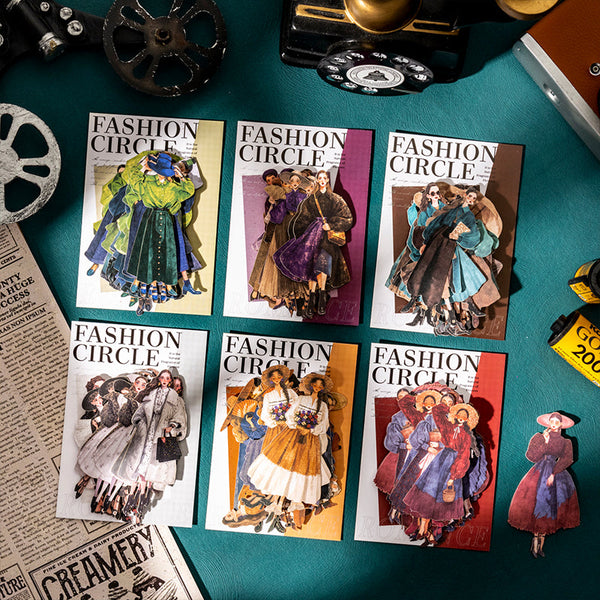 20PCS Retro fashion circle series sticker