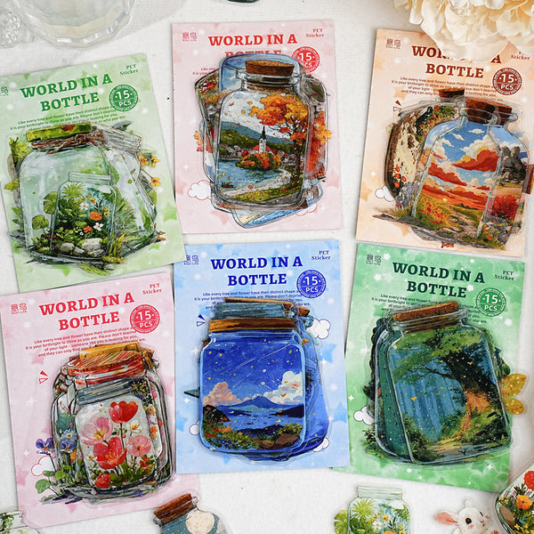 15PCS World in Bottle Series Sticker