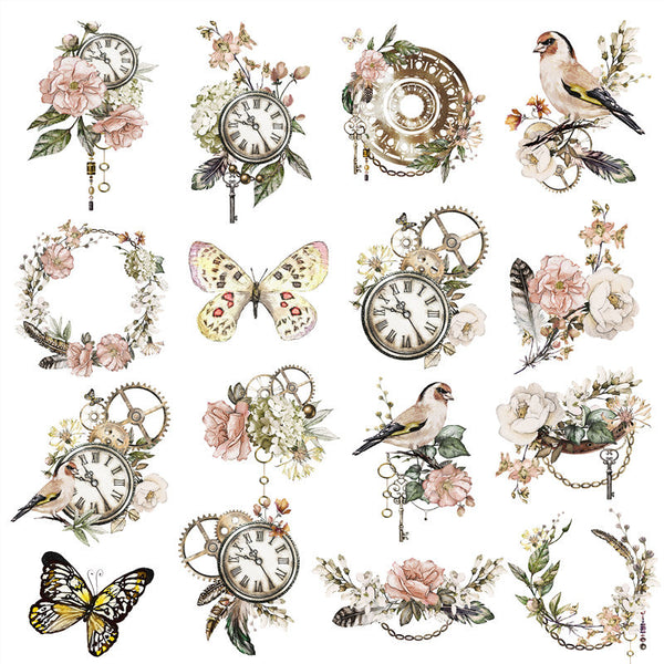 20PCS Vintage flower bird sticker