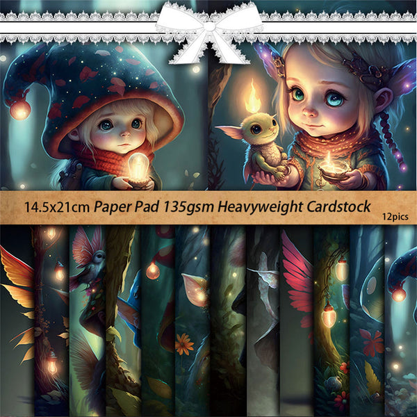 12PCS Forest Elf material paper