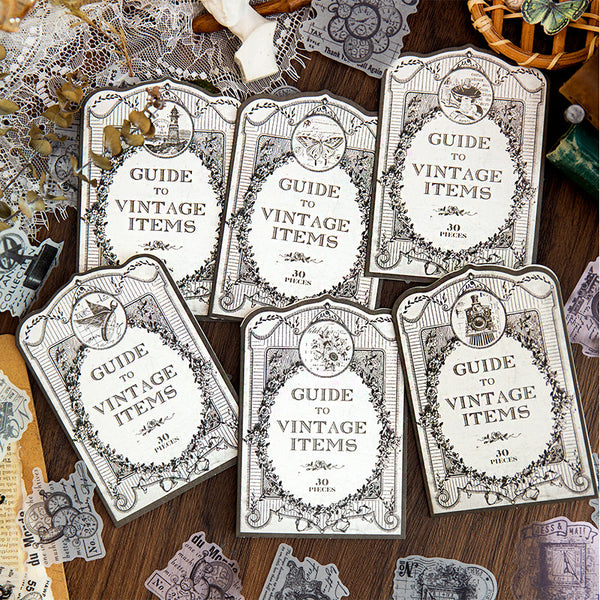 30PCS Guide to antiques series sticker