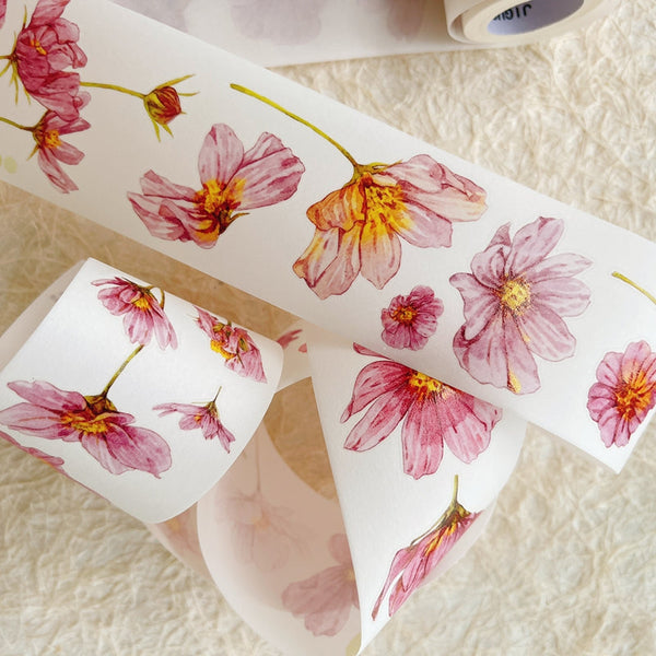 5cm*125cm Red mulberry flower Die Cutting Washi/PET/Fog PET Tape