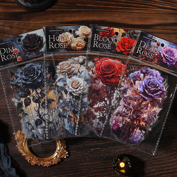 10PCS Dark Night Rose series sticker