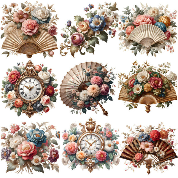 20PCS Vintage clock fan sticker