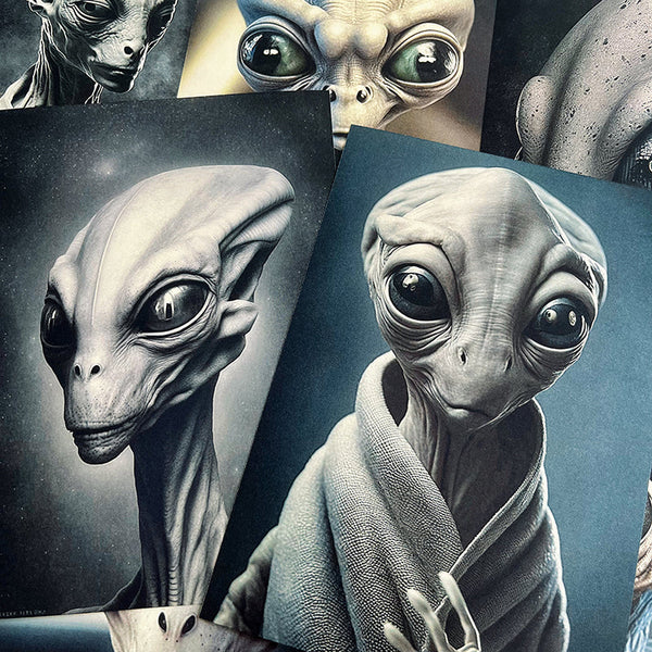 16 STÜCKE Science-Fiction-Alien-Hintergrundpapier