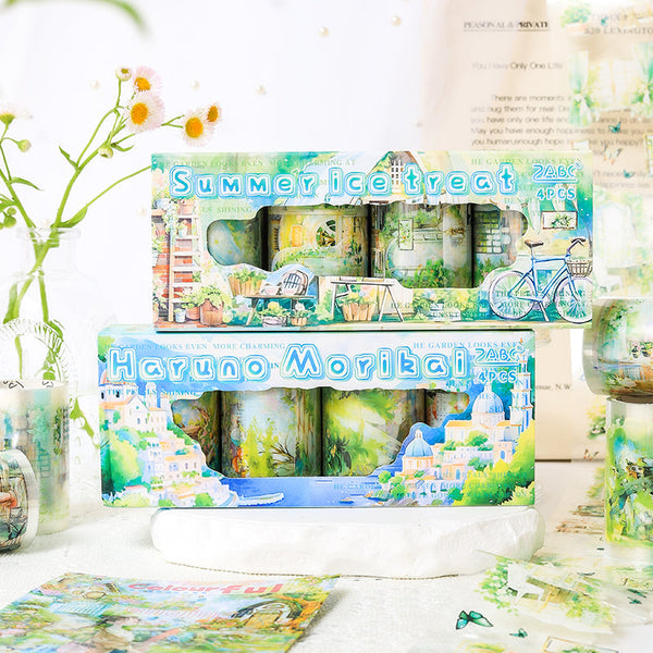 Green forest evening series Die Cutting PET Tape Set