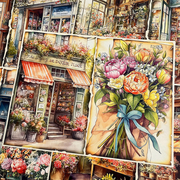 10 Stück Vintage-Hintergrundpapier für Floristen.