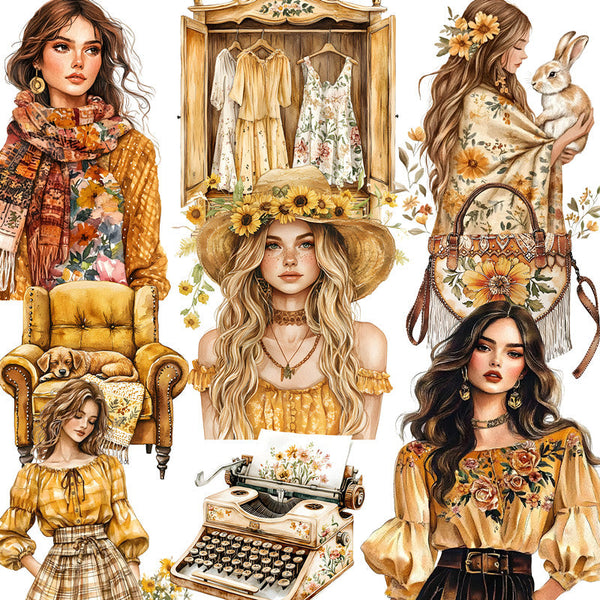 20PCS Bohemian girl sticker