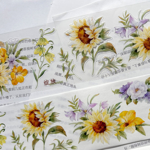 6cm*125cm The brilliant sunflower Die Cutting Washi/PET Tape