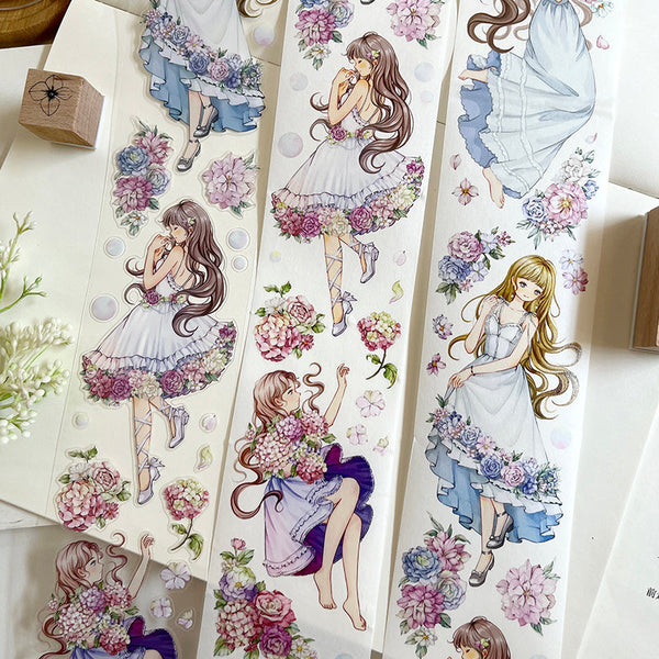 6cm*100cm Beautiful girl Die Cutting Washi/PET Tape