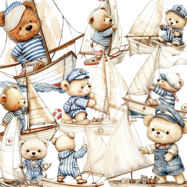12PCS Sailboat Bear sticker