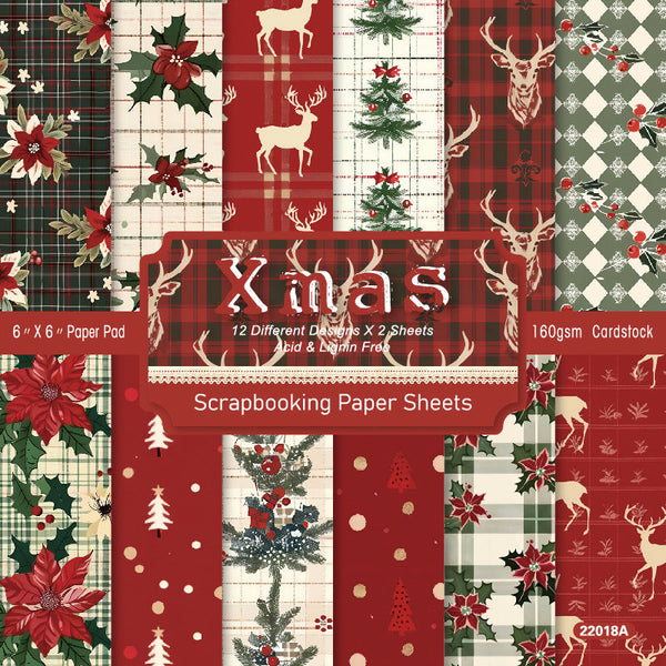 24PCS Xmas material paper