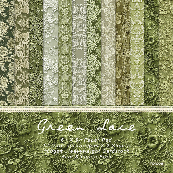 24PCS Green Lace background paper