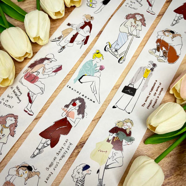 5.5cm*100cm Self pleasing girl Die Cutting Washi/PET Tape