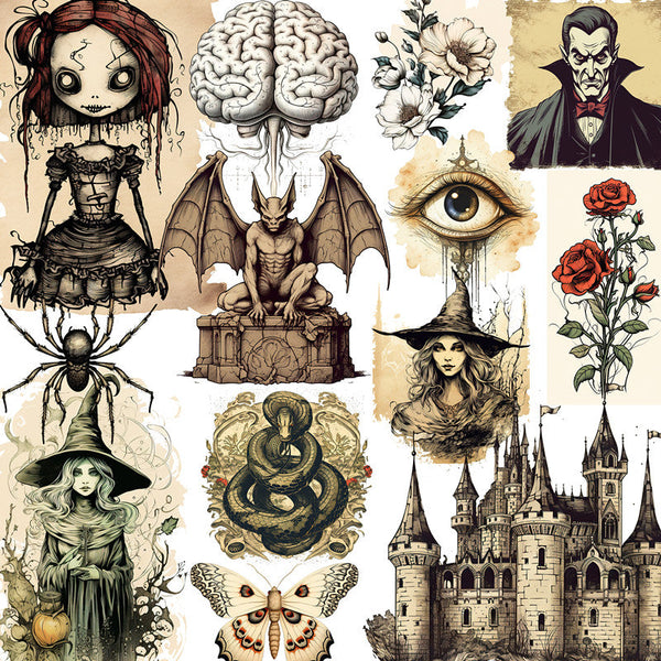 20PCS Retro skeleton vampire sticker