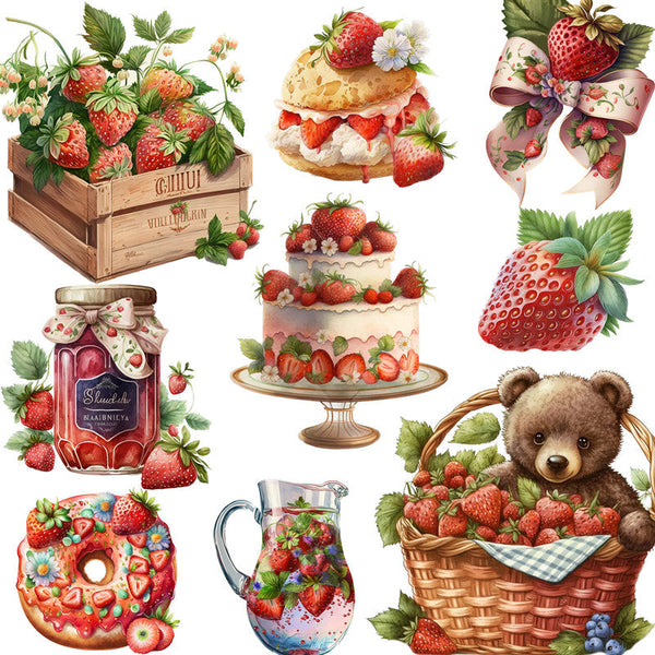 20PCS Strawberry dessert sticker