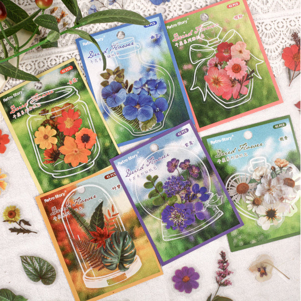 41PCS Dried flower Series sticker