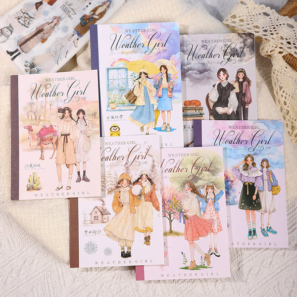 10PCS Weather Girl Series sticker book