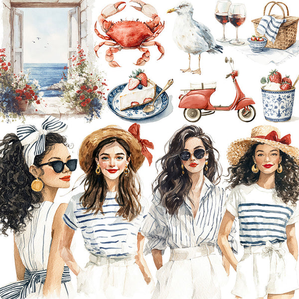 20PCS Naval style girl sticker