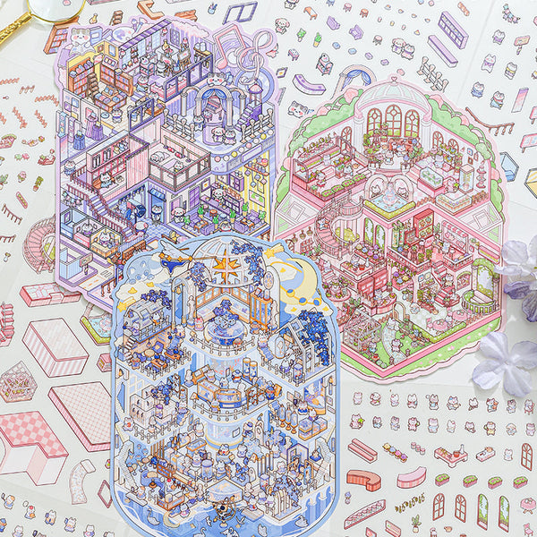 Spring Flower House series 3D sticker
