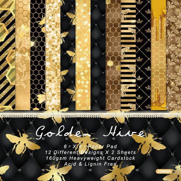 24PCS Golden Hive background paper